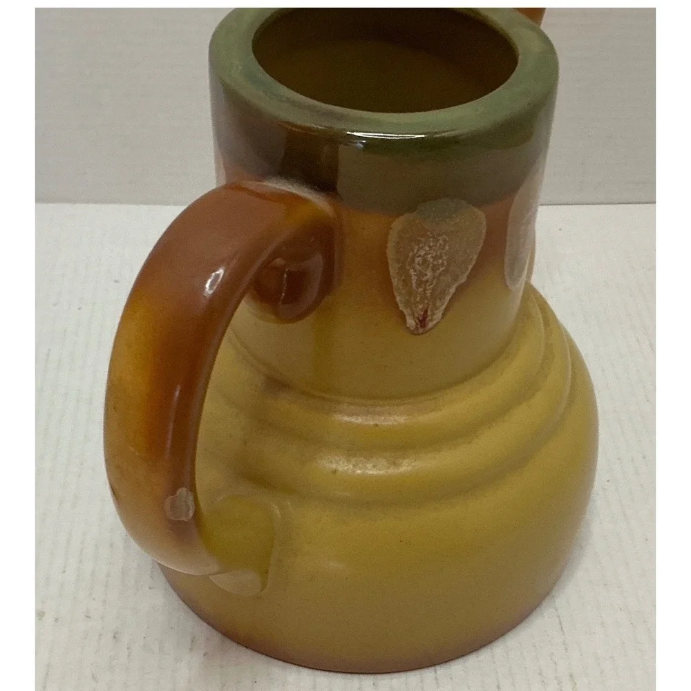 Vintage Ceramic Teapot Drip Glaze Mustard Yellow Mid Century Style READ
